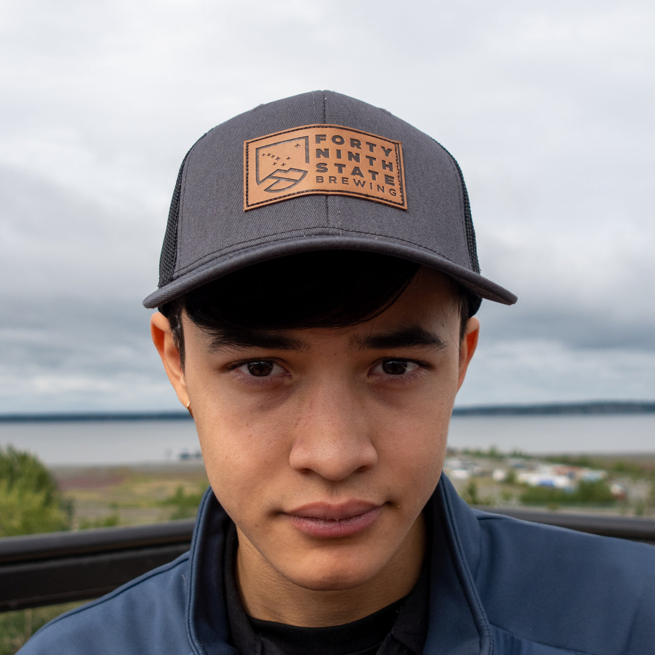 Leather Patch Trucker - Grey