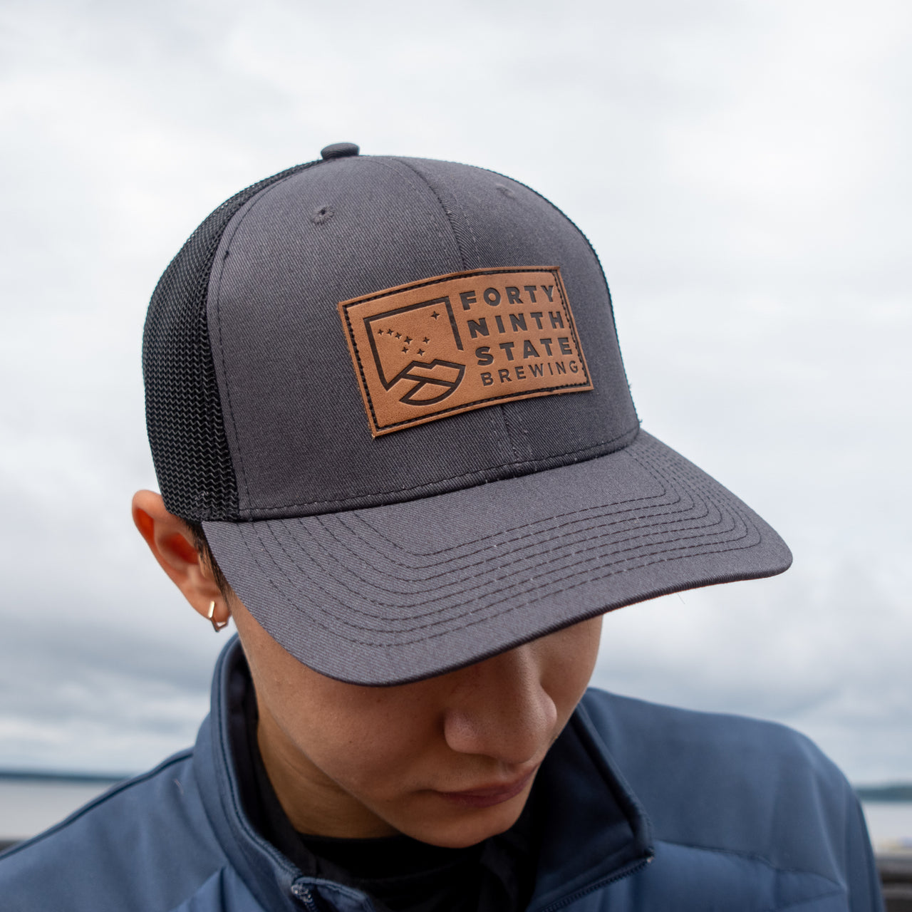 Leather Patch Trucker - Grey