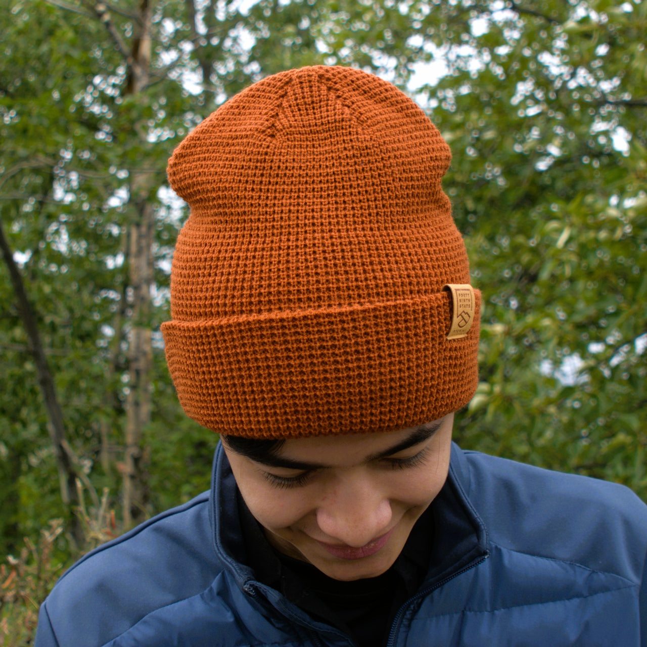 Waffle Knit Beanie - Rust